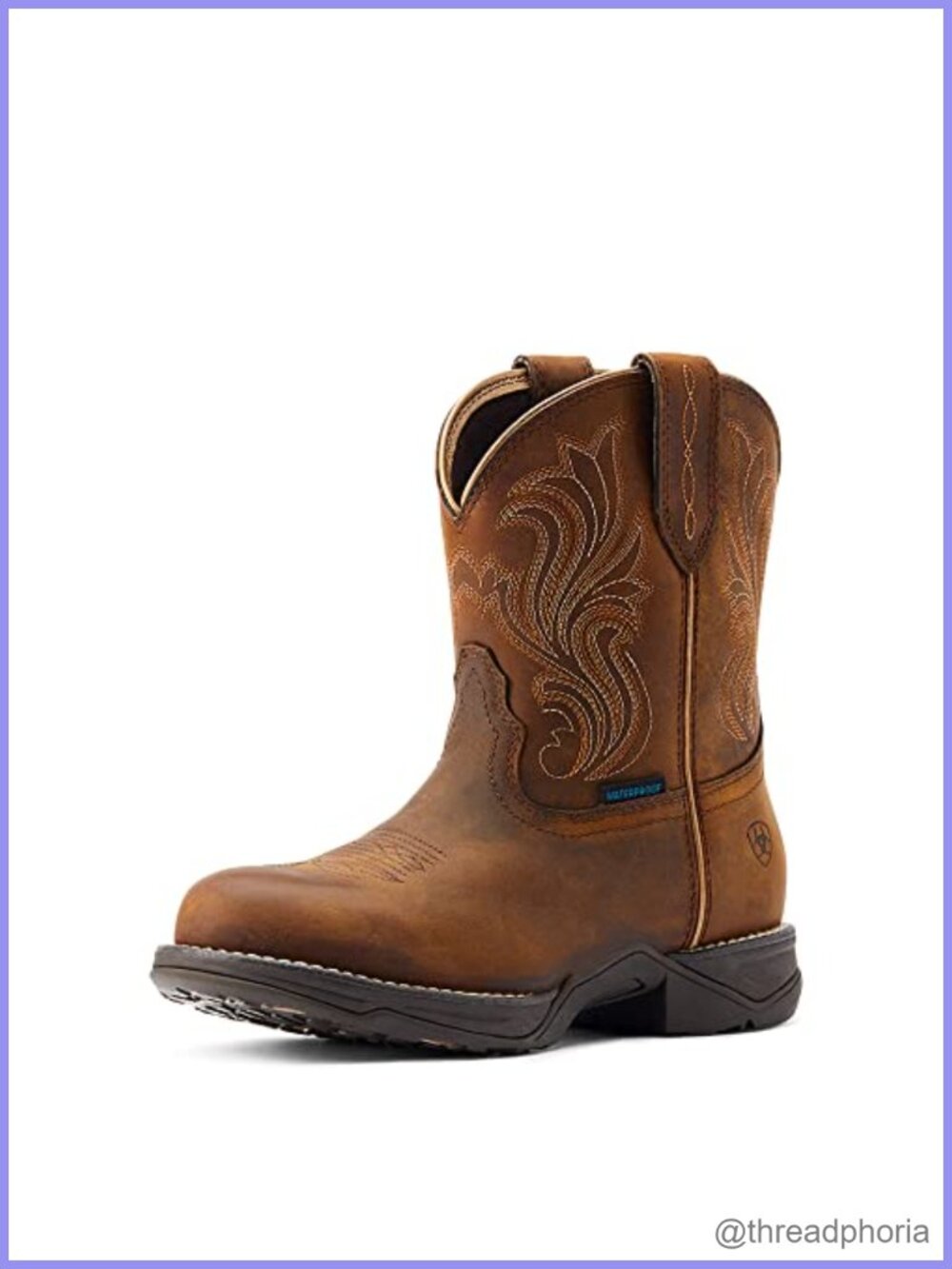 Western Boot Round Toe Waterproof Leather Shortie